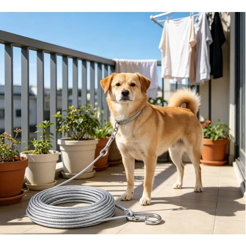 Cabo de Amarração Dupla para Cães de Aço Inoxidável com Mosquetões - Imagem 6