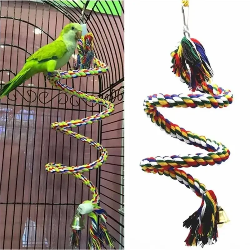 Brinquedo Espiral de Algodão para Pássaros com Sino 50 cm - Imagem 2