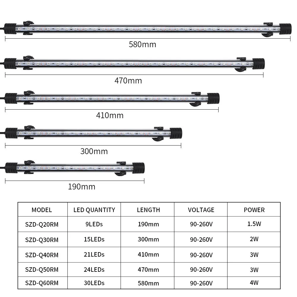 Luz LED para Aquário Submersível RGB 90-260V com Controle Remoto - Imagem 5