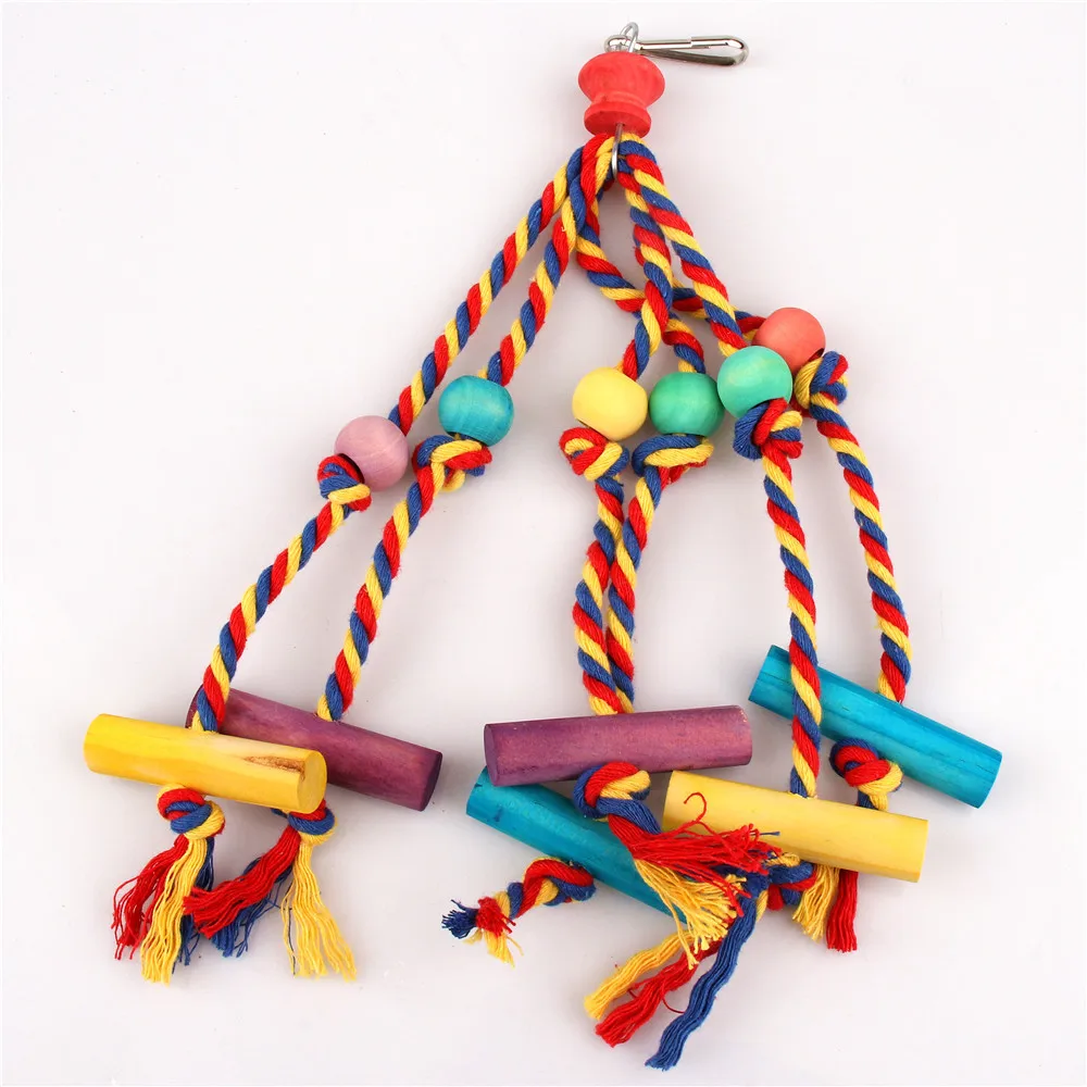 Brinquedo de Madeira para Pássaros, Corda de Algodão para Gaiola - Imagem 4