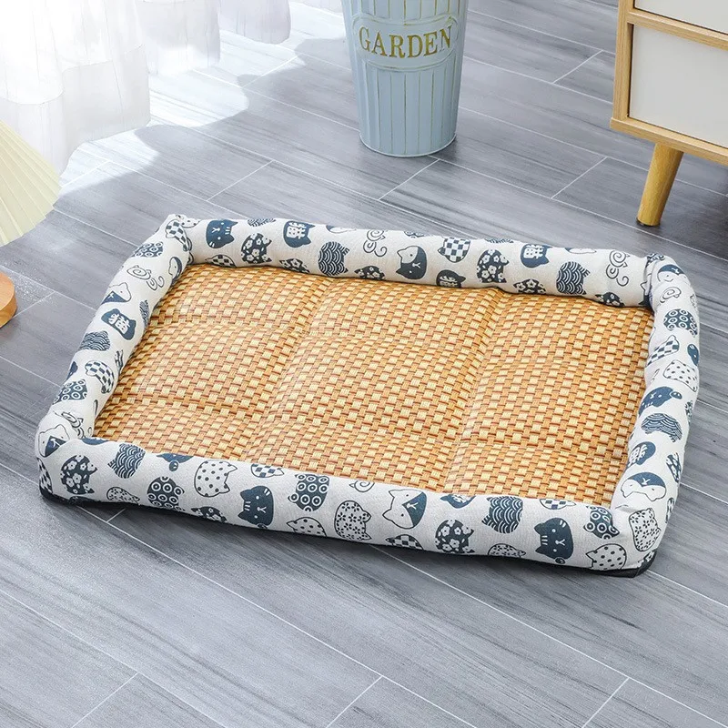 Tapete Cama para Gatos e Cães Pequenos de Rattan e Tecido - Imagem 6