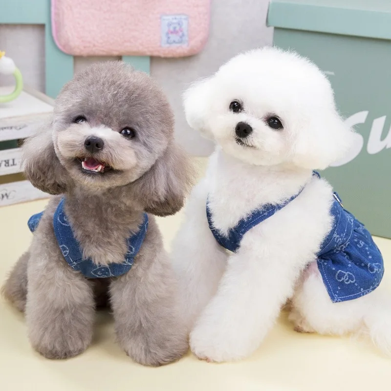 Vestido Jeans para Cães Pequenos e Médios com Alça e Anel D - Imagem 4