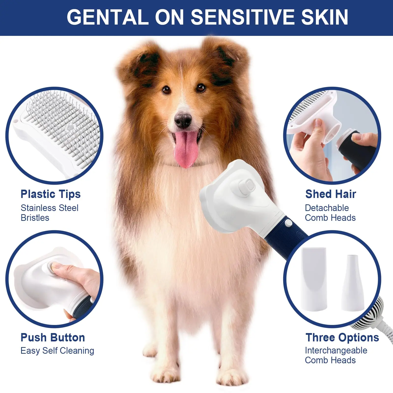 Secador de Pelos para Cães e Gatos Pequenos com Escova e Baixo Ruído - Image 3