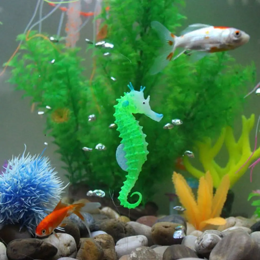 Decoração Cavalo-Marinho de Silicone para Aquário com Efeito Luminoso - Imagem 3