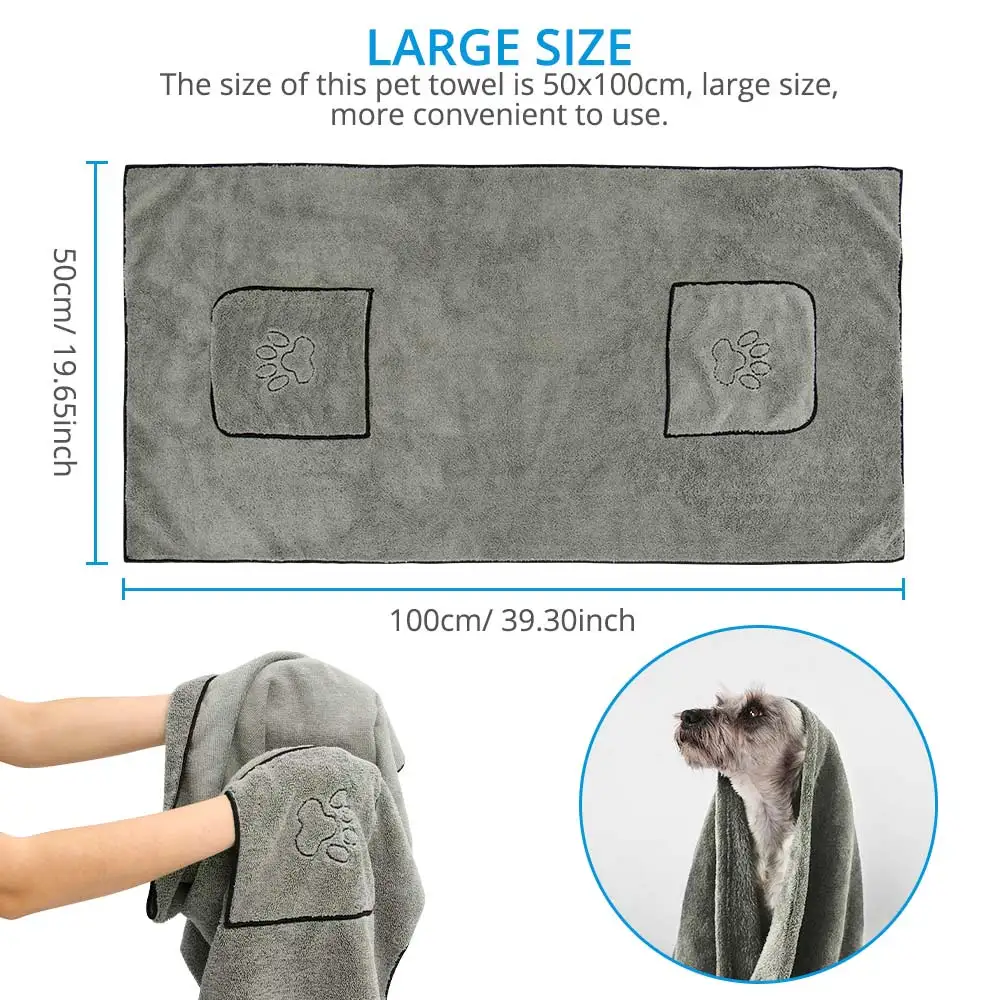 Toalha de Banho para Cães e Gatos de Microfibra 50x100 cm - Imagem 3