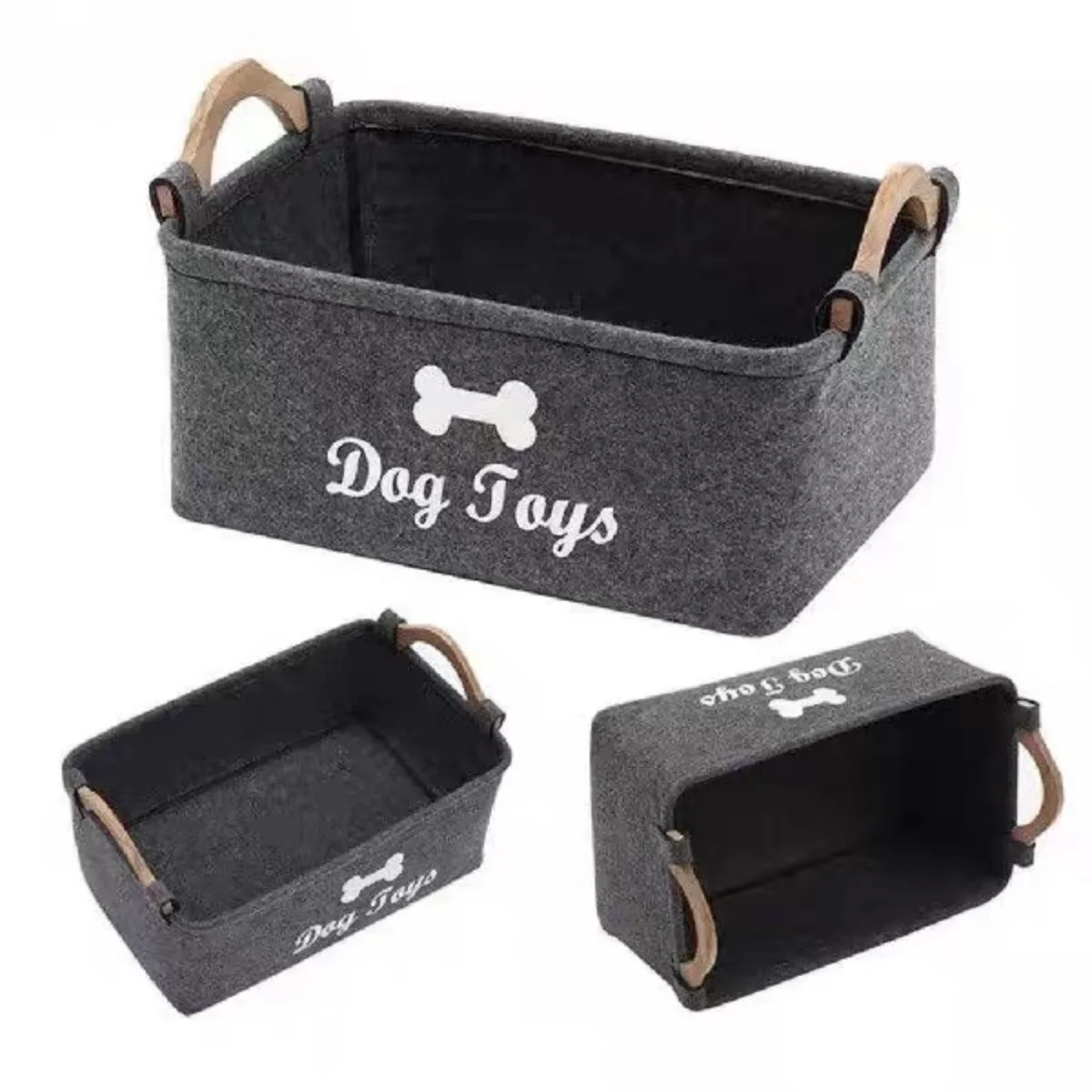 Cesto Organizador para Brinquedos de Cães de Feltro Dobrável - Imagem 4