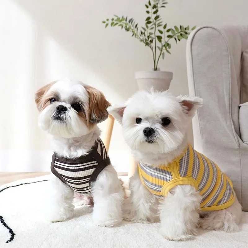 Camisa Canelada para Cães Pequenos de Algodão Listrada - Image 6