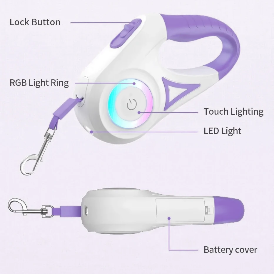 Coleira Retrátil de LED para Cães e Gatos 3m com Luz - Imagem 6