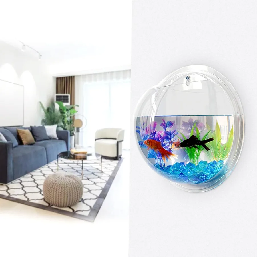 Aquário de Parede Redondo de Acrílico 15 cm para Peixes - Imagem 6