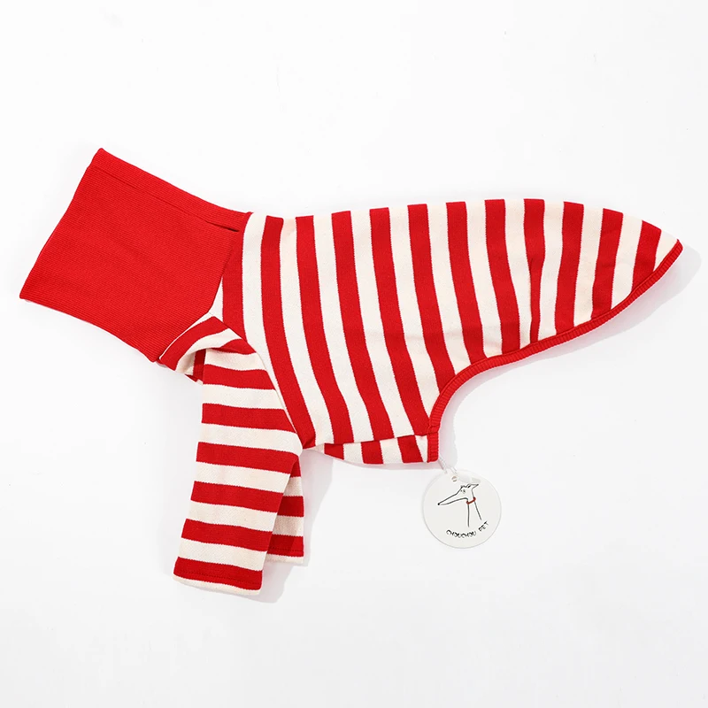 Roupa Listrada Vermelha para Cães e Gatos de Pequeno Porte - Imagem 2