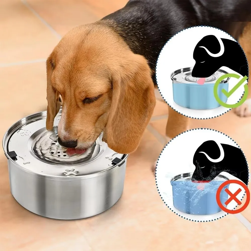 Tigela de Água para Cães em Aço Inoxidável Antiderrapante - Imagem 3