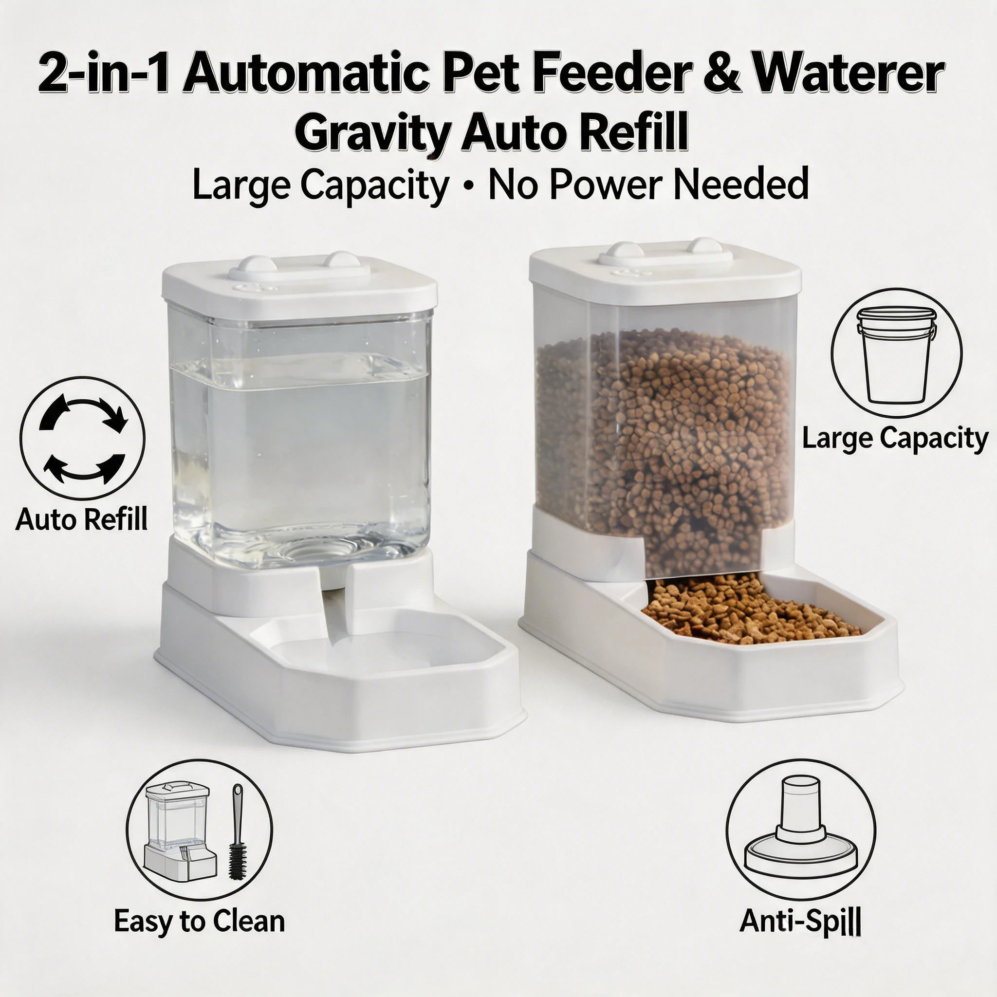 Alimentador e Bebedouro Automático para Gatos e Cães 4L Cinza Claro - Imagem 2