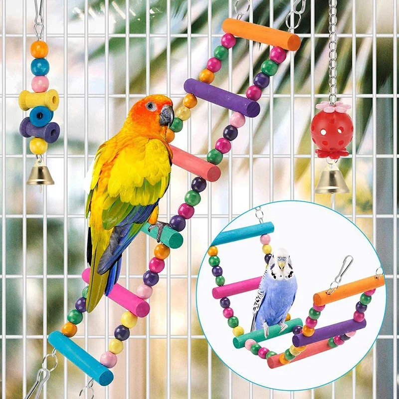 Kit Brinquedos para Pássaros Madeira 11 Peças para Gaiola - Imagem 2