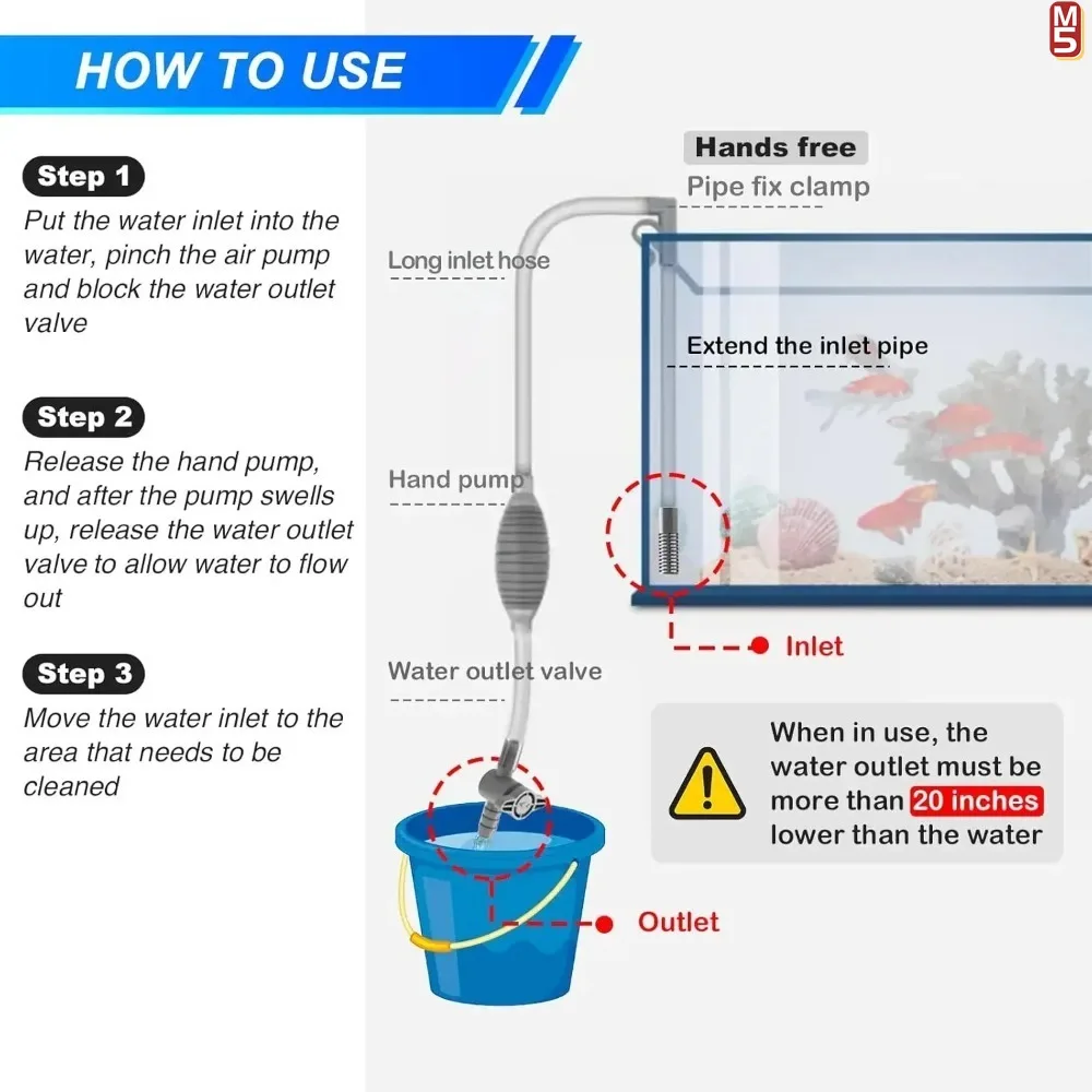 Sifão para Aquário Grande com Válvula de Fluxo Ajustável - Imagem 6