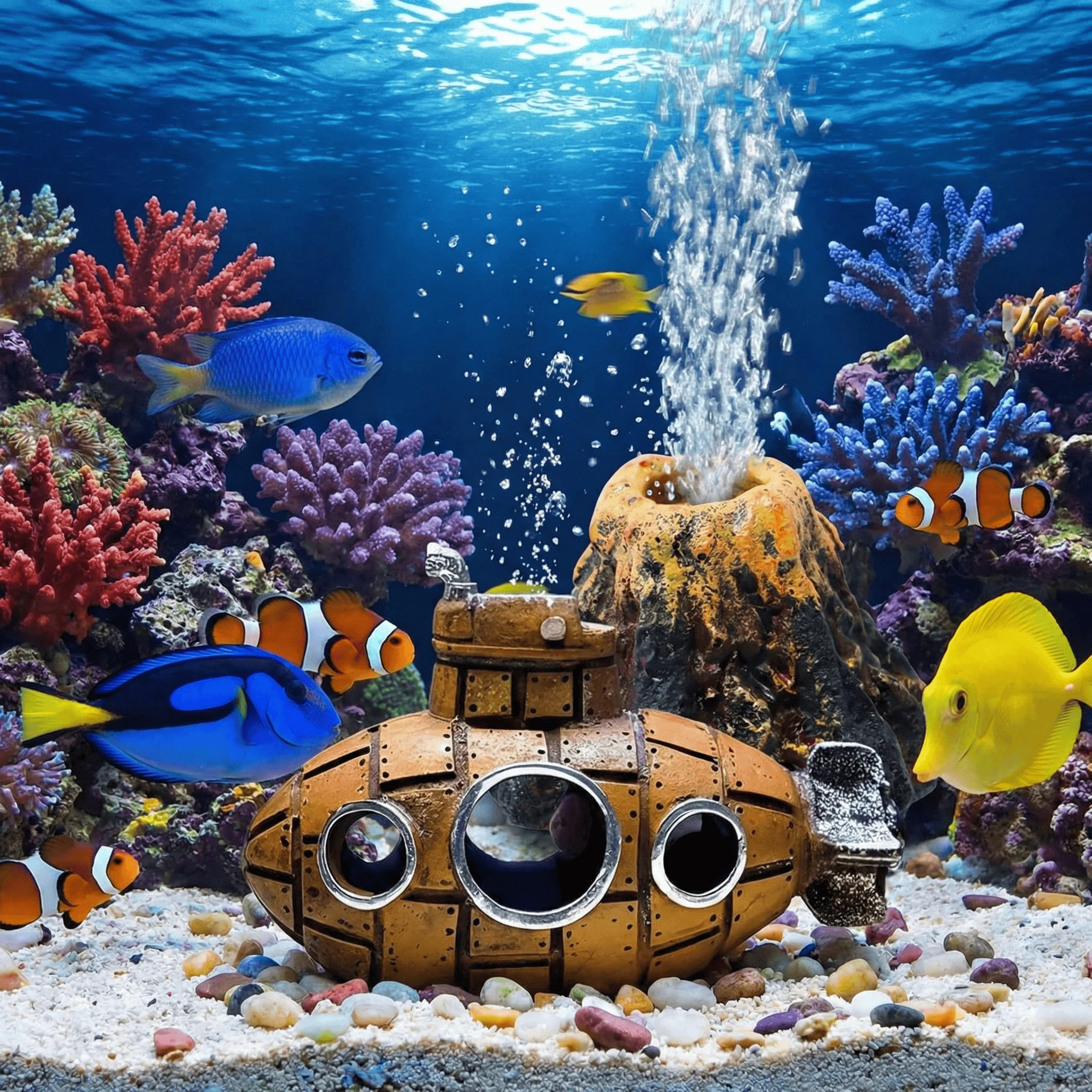 Decoração para Aquário Submarino e Vulcão com Bolhas para Peixes - Imagem 5