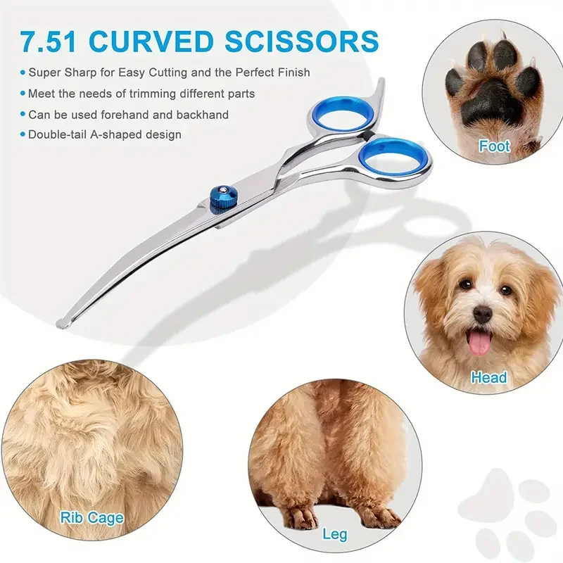 Tesoura Pet Grooming para Cães e Gatos de Aço Inoxidável Portátil - Imagem 4