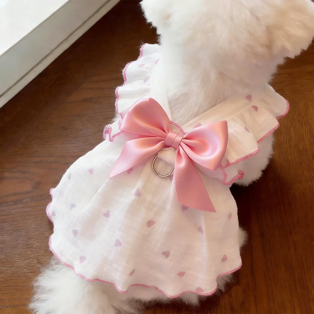 Vestido para Gatos e Cães Pequenos com Argola D para Guia e Anti-Queda de Pelos - Imagem 4