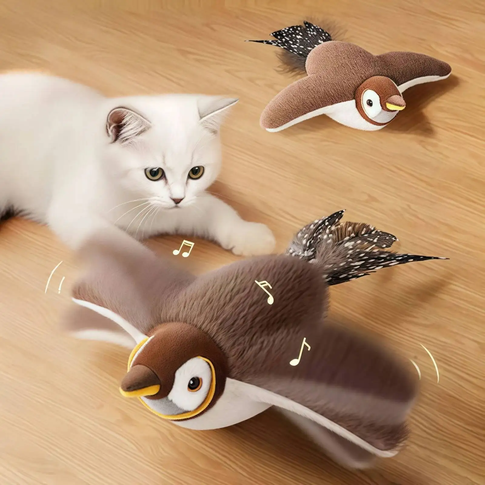 Brinquedo Interativo Pássaro para Gatos e Cães Recarregável USB Ativado por Toque - Imagem 2