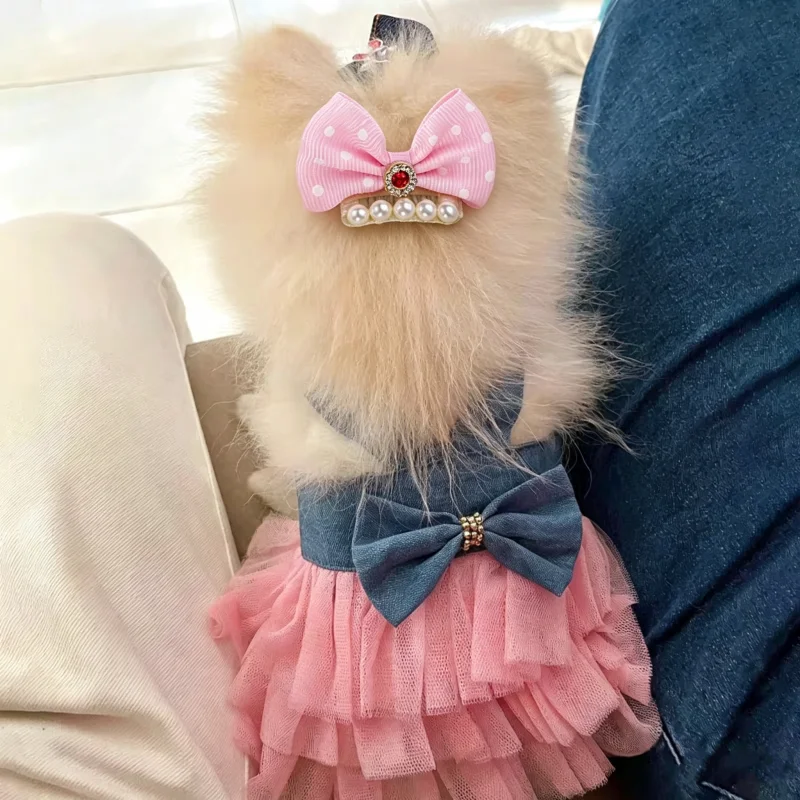 Vestido de Princesa para Cães e Gatos com Saia Tutu Listrada - Imagem 3