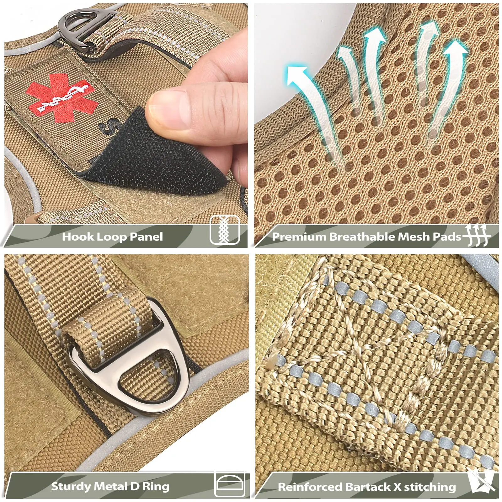 Colete Tático para Cães Pequenos de Nylon com Alça Acolchoada - Imagem 3