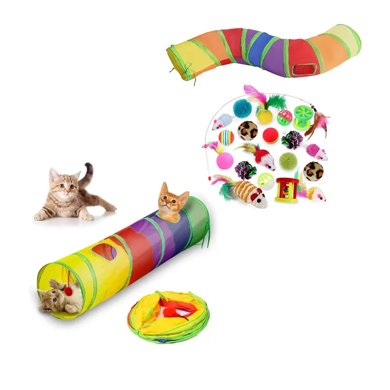 Túnel para Gatos Dobrável Interativo de Poliéster Multicanal - Image 6