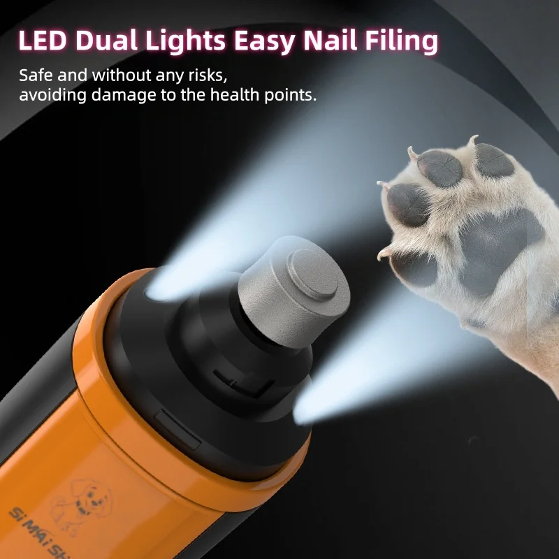Lixadeira de Unhas para Cães e Gatos Recarregável USB com LED - Image 2