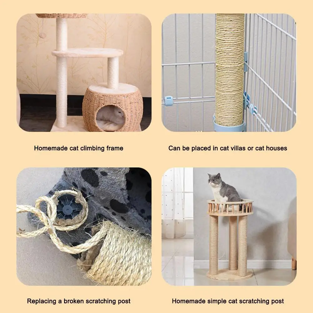 Poste Arranhador para Gatos de Sisal Natural com Porca M8 para DIY - Imagem 6