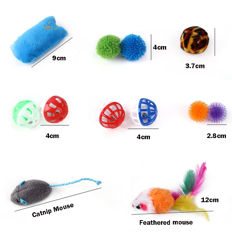Kit de Brinquedos para Gatos 12 ou 20 Peças com Varinha e Bolinhas - Imagem 4
