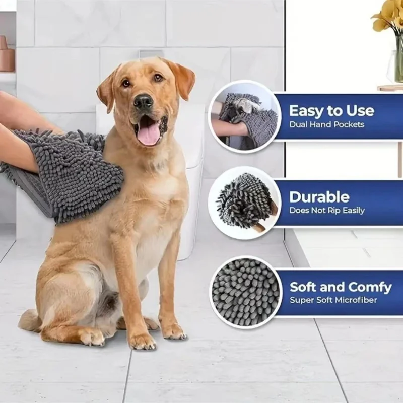 Toalha Super Absorvente para Cães e Gatos de Secagem Rápida - Imagem 3