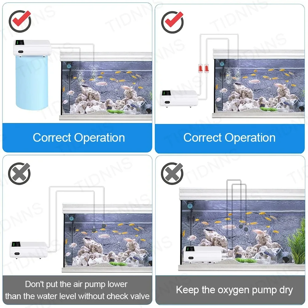 Bomba de Ar para Aquário Portátil 6000mAh Recarregável USB e Bateria - Imagem 4