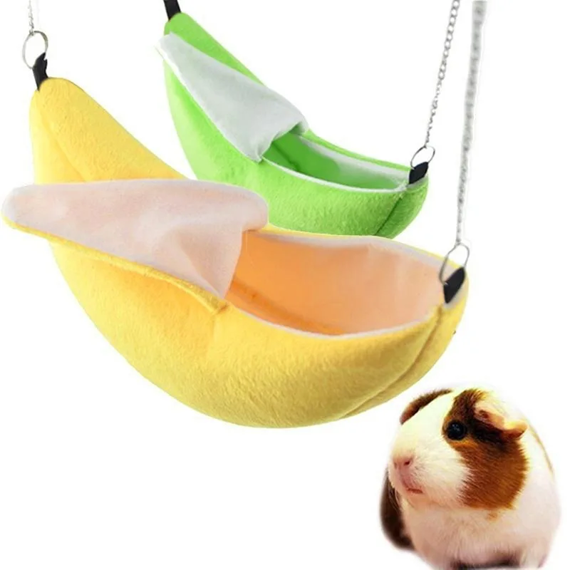 Cama de Banana para Hamster e Pets Pequenos de Pelúcia Amarela 20x6,5cm - Imagem 2