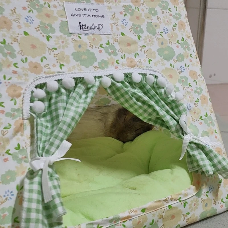 Tenda para Coelhos e Porquinhos-da-Índia com Cortina Floral - Imagem 5