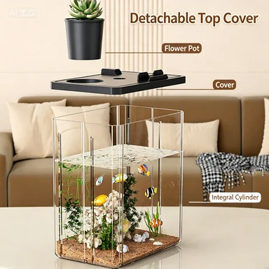 Aquário Pequeno para Tartarugas de Mesa Acrílico com Filtro Integrado - Imagem 3