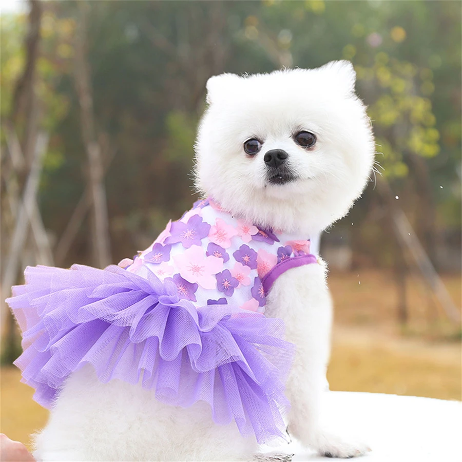 Vestido Floral para Cães Pequenos de Poliéster Estilo Pulôver - Imagem 4
