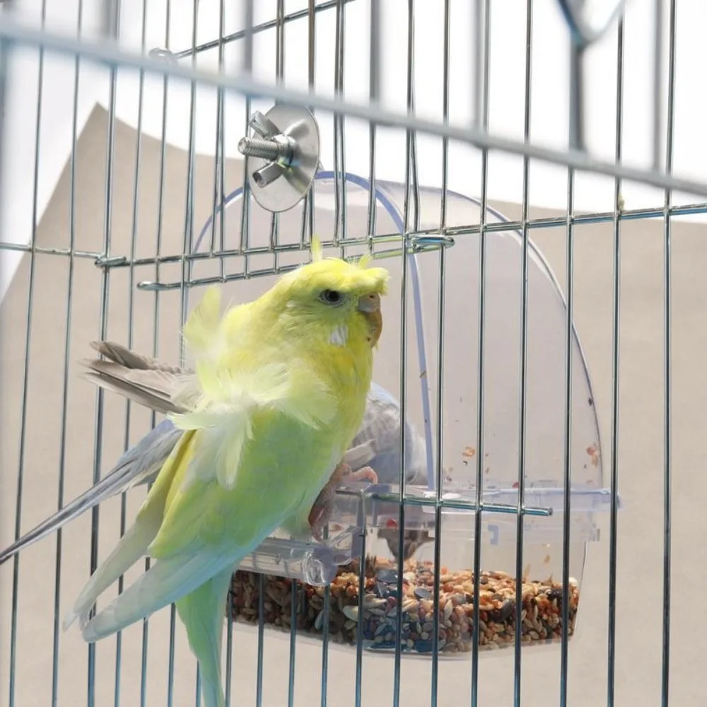 Alimentador para Gaiola de Pássaros Transparente com Gaveta Removível - Imagem 2