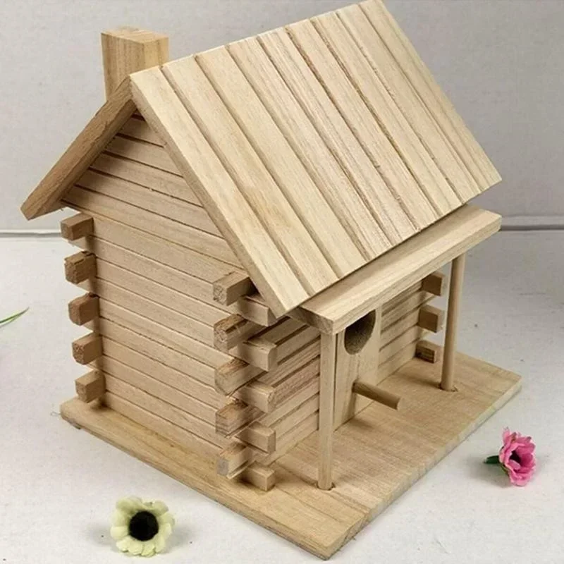 Casa de Pássaros de Madeira Paulownia 17x16x18 cm para Ninho - Imagem 4