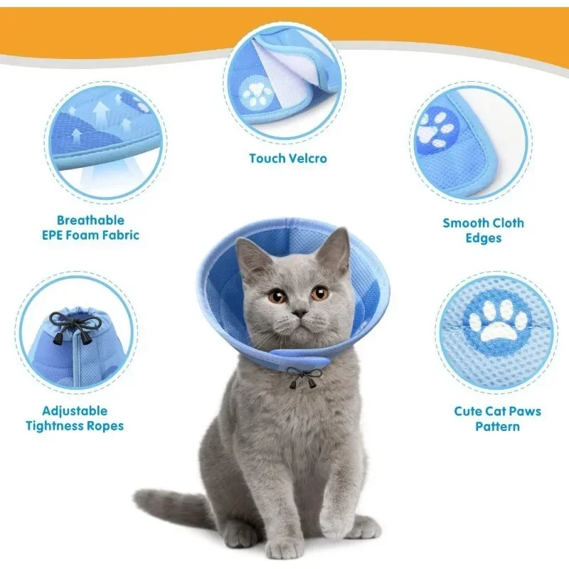 Colar de Recuperação para Gatos Ajustável e Leve com Fecho em Velcro - Imagem 2