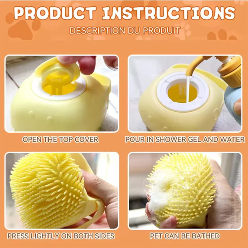 Escova de Banho Multifuncional para Cães e Gatos de Silicone Macio - Imagem 6