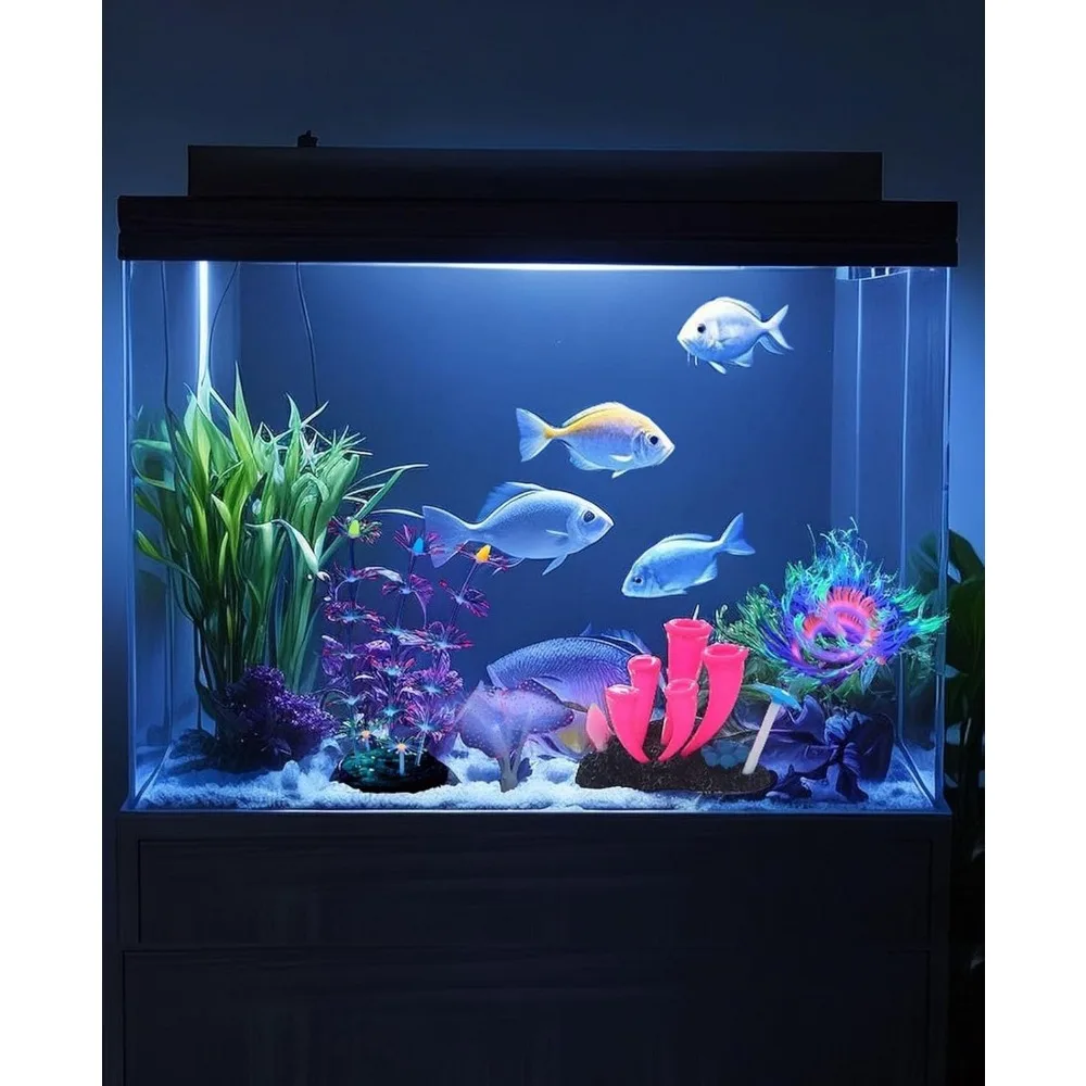 Decoração de Silicone para Aquário com Efeito Luminoso e Ventosa - Imagem 2