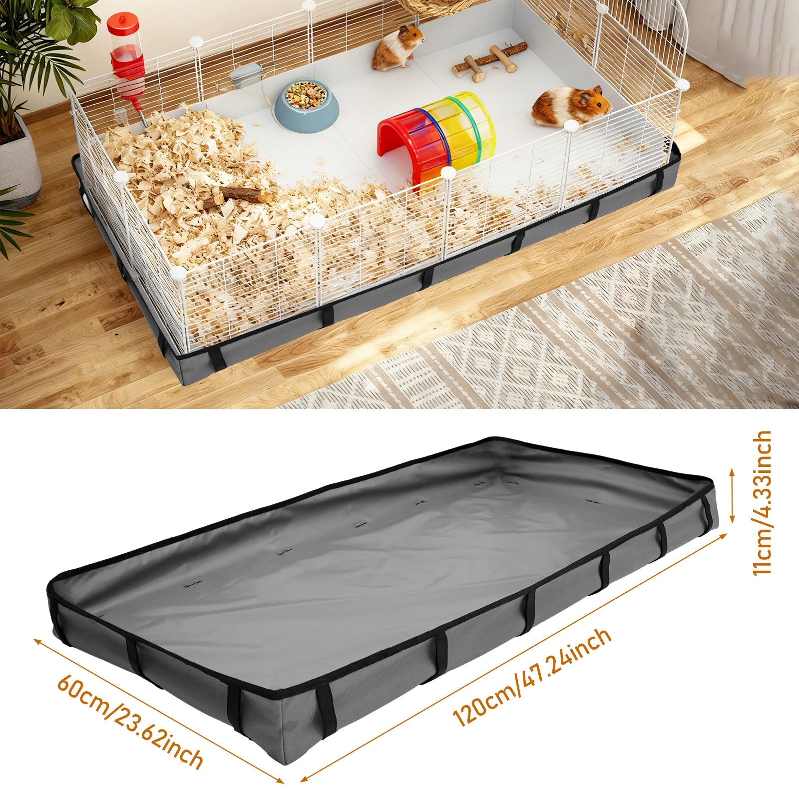 Forro de Gaiola para Cobaia 120x60 cm de Oxford Impermeável com Alças Adesivas - Imagem 6
