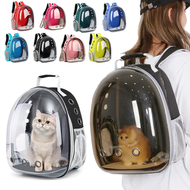 mochila de transporte transparente para cães e gatos