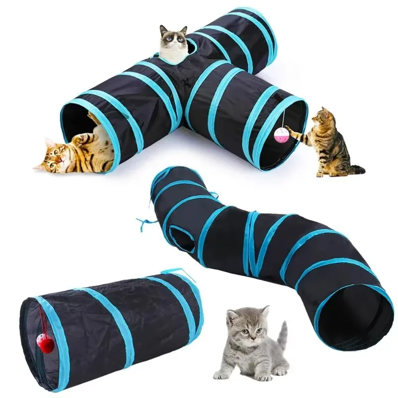 Túnel para Gatos 3 Vias Dobrável de Pano Oxford com Sino - Imagem 4