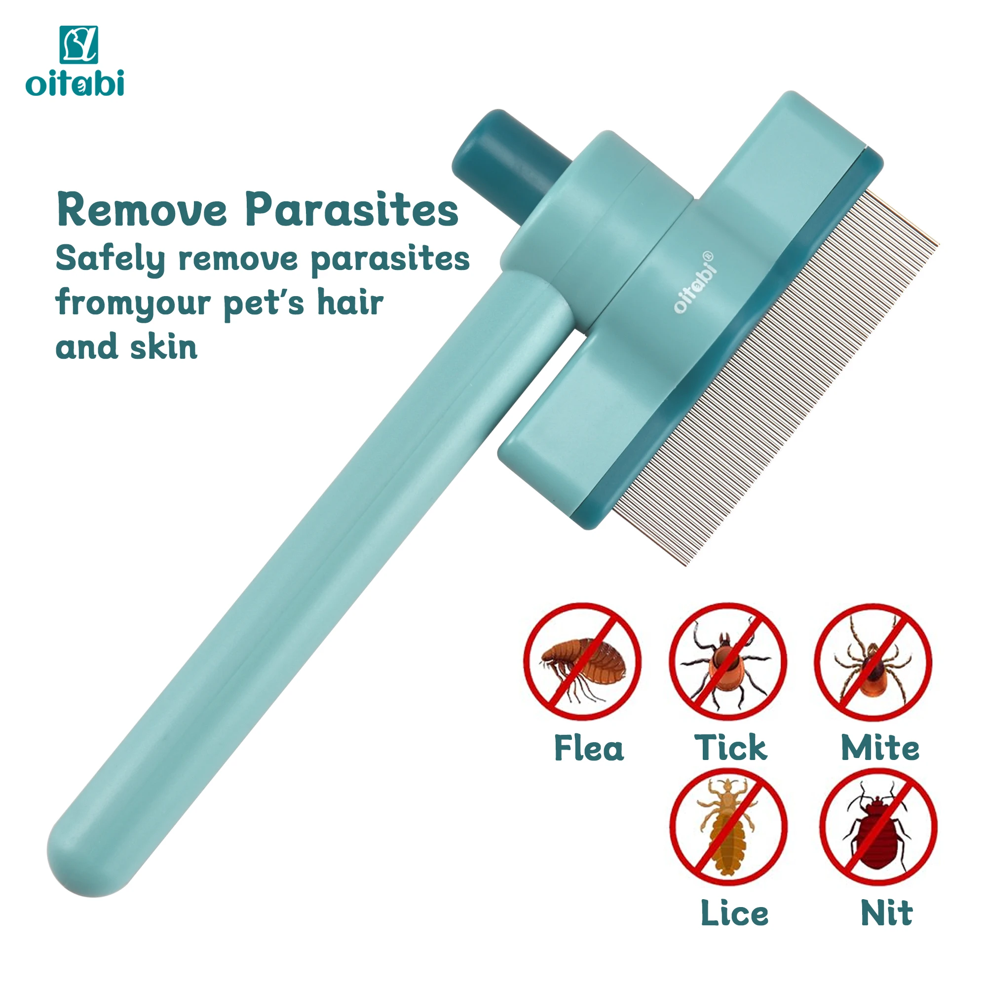Pente Rotativo OITABI para Cães e Gatos com Dentes de Aço Inoxidável - Imagem 6
