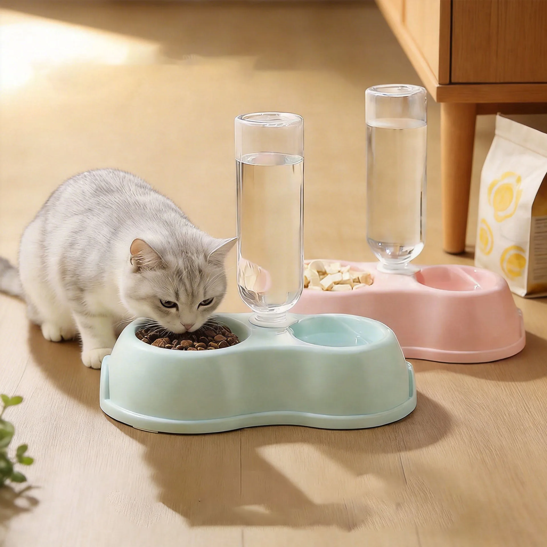 tigela dupla para pets com bebedouro integrado
