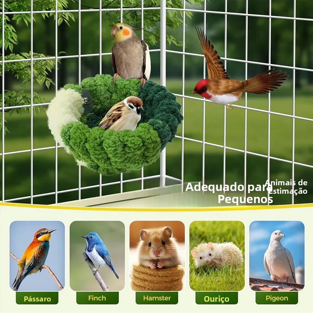 Ninho de Pelúcia Redondo para Pássaros e Papagaios Pequenos - Image 3