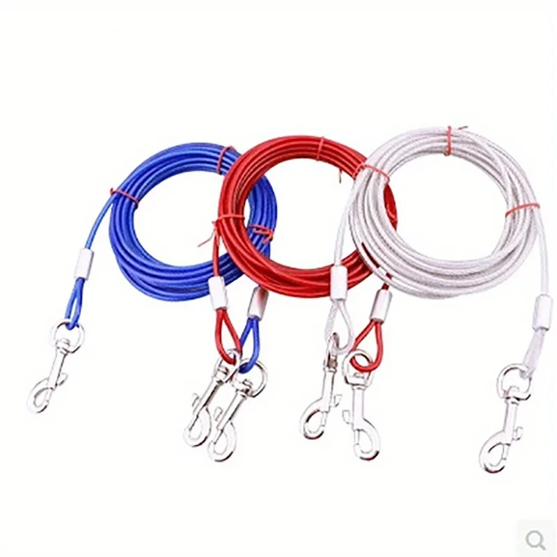 Guia Dupla para Cães de Aço 5mm x 3m com Ganchos de Metal - Imagem 6