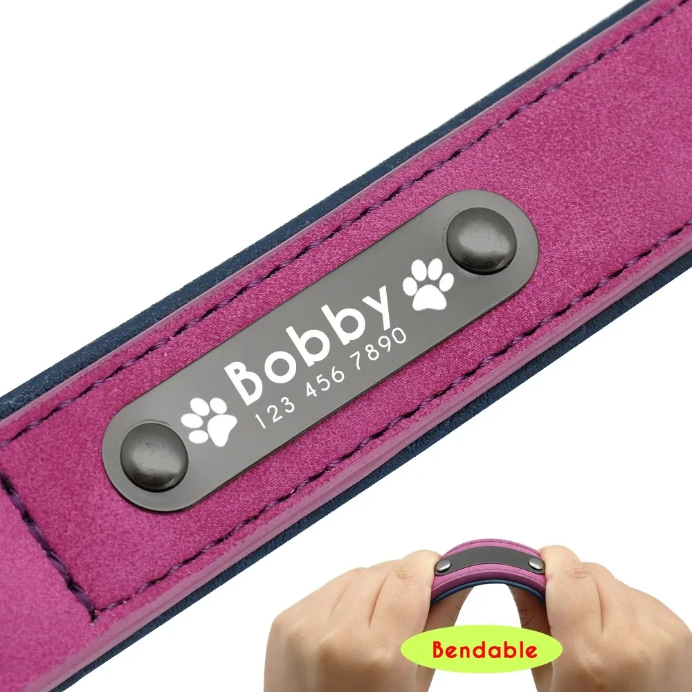 Coleira de Couro para Cães com Nome e Telefone Personalizados - Imagem 4
