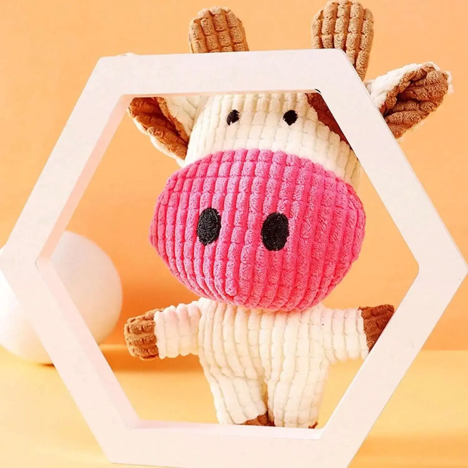 Brinquedo de Pelúcia Vaca para Cães com Som para Treinamento - Imagem 4