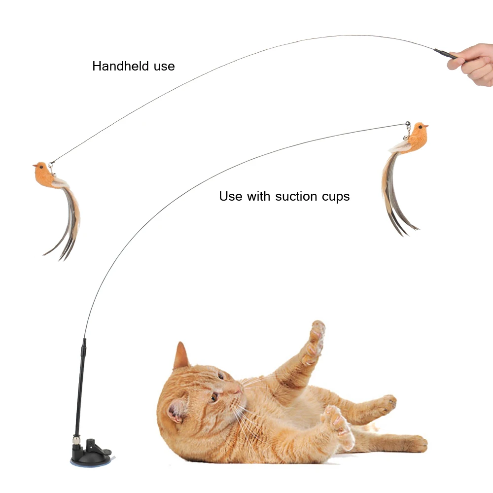 Brinquedo para Gato Pássaro com Ventosa e Pena para Caça - Imagem 2