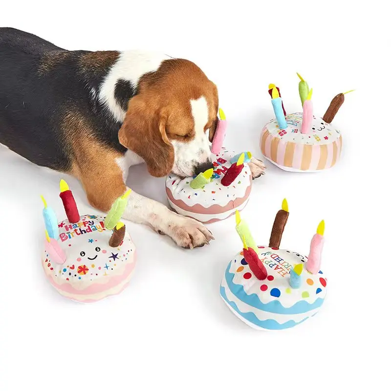 Brinquedo Bolo de Aniversário para Cães de Pelúcia com Som - Image 2